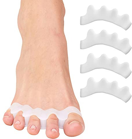 ZenToes Silicone Toe Spacers for Correct Toe Alignment, Bunion and Hammertoe Straighteners - 2 Pairs (White)