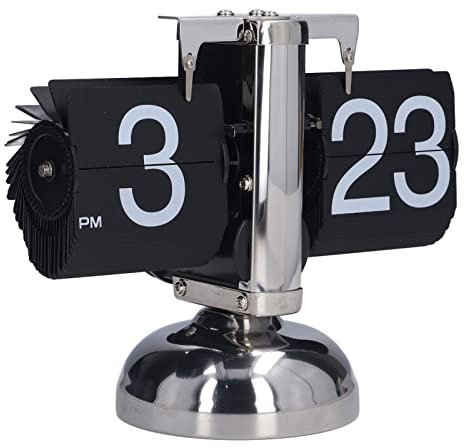 plplaaoo Flip Uhr Retro Mechanische Automatische Seitenumblätter Vintage Tischuhr, Digitale Quarzuhr mit Präzisionszeit, Batteriebetrieben, Elegante Schreibtischuhr für Büro & Zuhause, 8.1*6.7*3.5in