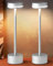 FUNTAPHANTA 2 Pack LED Battery Operated Cordless Table Lamp with Touch Sensor, Aluminum Lamp Body, 3 Level Dimming, 4000mAh Rechargeable Battery, 3000K Warm Light, for Dining Table (Silver)