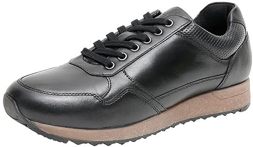 s.Oliver Herren Sneaker flach aus Leder Freizeit Schwarz (Black), 44