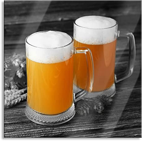 Pixxprint Glasbild, Wandbild auf Echtglas, Biergläser Hefeweizen, 40x40 cm, inkl. Aufhängung und Abstandshalter