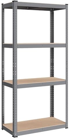 SONGMICS Schwerlastregal, Kellerregal, Lagerregal, 40 x 80 x 160 cm, Regal mit Stahlgestell, bis 520 kg belastbar, 4 verstellbare Ablagen, grau GLR044G01