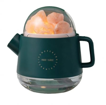 Forma de Tetera Humificadores de Humedad, 360ml Humidificadores Silenciosos, Luces de 7 Colores Humidificador Aceites Esenciales para Bebés y Plantas, Hogar,Green