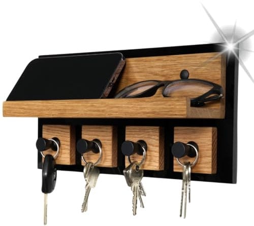 Alakay Plaque à clés avec étagère - Porte-clés - Rangement des clés - Tableau à clés moderne - Porte-clés mural