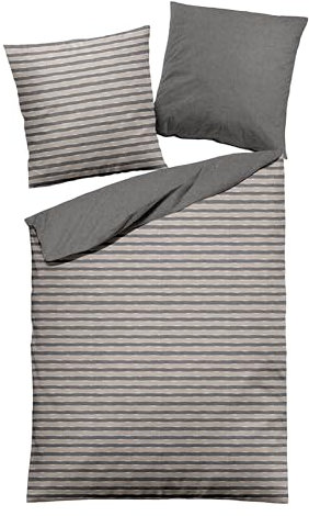 DORMISETTE Bettwäsche Flanell (BL 155x220 cm) BL 155x220 cm grau Bettbezug Bettzeug