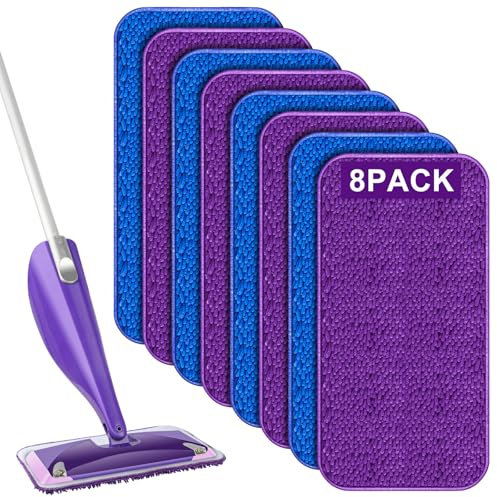 Flash Powermop Compatible Reusable Mop Pads - 8 Pack Washable Microfibre Mop Refills for Wet & Dry Floor Cleaning