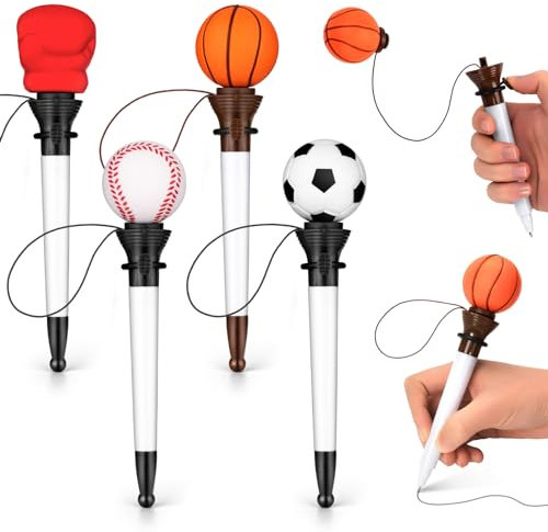DIUDIU CAT Set di penne a sfera divertenti per appassionati di sport, calcio, baseball, basket, boxe, ideali per feste di compleanno, premi e bomboniere