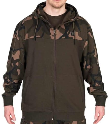 Fox LW Khaki/Camo Split Zip Hoody - Angelpullover, Größe:XL