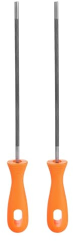 HARFINGTON 2pcs Chainsaw File 13/64(5mm) Chrome Steel Double Cut Round Rasp with Plastic Handle for Chain Saw Polishing