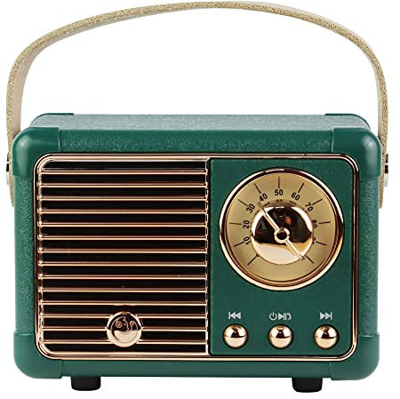 Fsjun Retro Wireless Bluetooth Speaker, Portable Outdoor Speakers,Vintage Decor, Mini Speakers with Powerful Sound, Hands-Free Calls, USB/TF Card/AUX Support (Green)