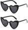 Generisch 2-Stück Herz Sonnenbrille, Damen & Kinder, Herzchen Sonnenbrille für Hochzeit, Valentinstag, Party, Vintage, Kiss Me Brille, Schwarz, Retro, Polycarbonat