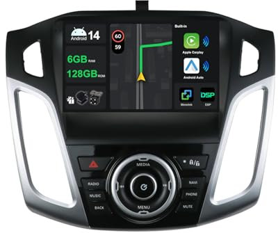 [6G+128G] IPS 9 Android 15 Autoradio Für Ford Focus 2011-2019 mit navi Octa Core-[Eingebauter CarPlay/Android Auto/DSP/Mirror Link/GPS Navi/360 Camera/Bluetooth 5.0/WiFi/USB
