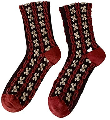 Damen-Laufsocken für Winter, Herbst und Winter, mittelhoher Schlauch, gestrickt, warme Strümpfe, Damen-Laufsocken, B, Einheitsgröße