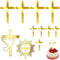 Topper Tarta Comunión Decoración para Tarta, 9 Piezas, Cruz Dorada, Dovela y Rayos, Fácil de Usar