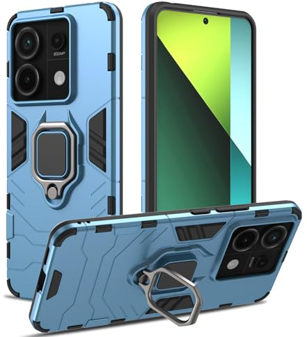 RIIMUHIR Cover per Redmi Note 13 Pro 5G, Custodia per Tutto il Corpo, Copertura Antiurto con 360°Magnetica Anello, Protettiva Rigida con Fotocamera Protettivo (Blu)