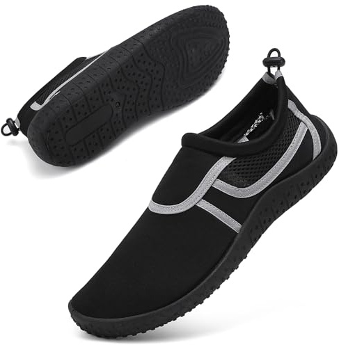 Water Shoes Beach Shoes Swim Swimming Aqua Socks Barefoot for Sea Pool Quick Dry Lightweight Breathable Adjustble Surf Dive Women Men(Drawstring Mesh Black 39 EU/6 UK)