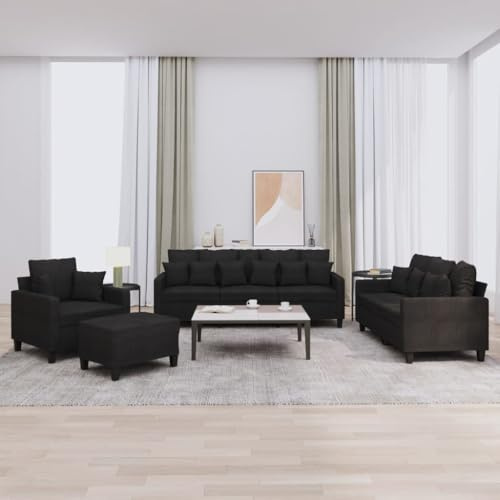 ZQQLVOO 3-teilige Sofagarnitur mit Hocker, atmungsaktiver Bezug und Robustes Metallgestell für Wohnzimmer, bequem mit Sitzkissen, Sitzgewicht bis 110 kg