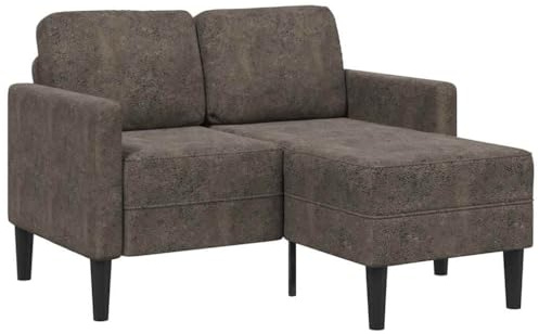 Frdhee Mini Sofa Küchensofa, 2er-Sofa mit Chaiselongue L-Form Dunkelgrau 125 cm Kunstleder für Gäste und Alltag