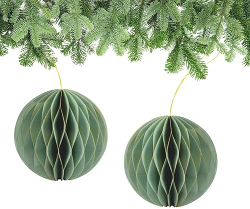matches21 HOME & HOBBY Weihnachtsdeko Weihnachtskugeln zum Aufhängen Salbeigrün 6er Set - 15 cm Papier Weihnachtsbaumschmuck