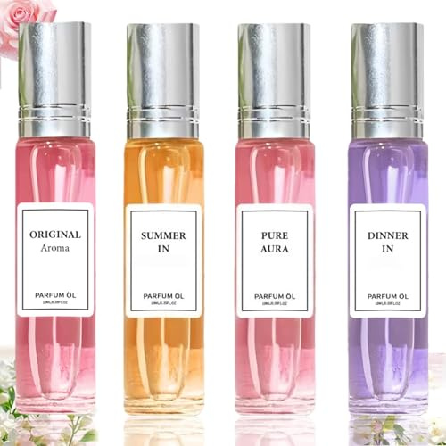 4 Stück Pheromonparfüm Perfume for Women, Original Scent Perfume Damen, Duftverstärker mit Pheromonparfüm, Mini Parfüm Set,Roll On Pheromone Parfum, Verstärkte Ausstrahlung