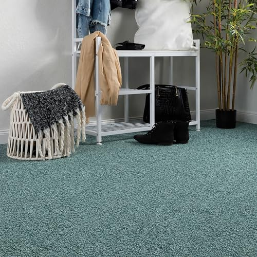 Steffensmeier Teppichboden Meddon Meterware | Auslegware für Kinderzimmer Wohnzimmer Schlafzimmer | Grün, Größe:100x400 cm