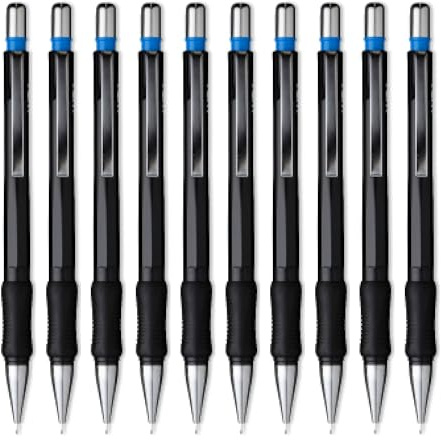 Aristo AR85107 Druckbleistift WD1 0,70 mm (Ergonomisch gerillte Griffzone, gefederte Minenführung, Härtegrad Mine HB, integrierter Radiergummi) schwarz, 10 Stück