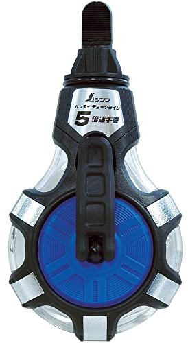 Shinwa Sokutei Handy Chalk Line 5x Speed Hand-wound Powdered 3x Thick Thread Blue 77560