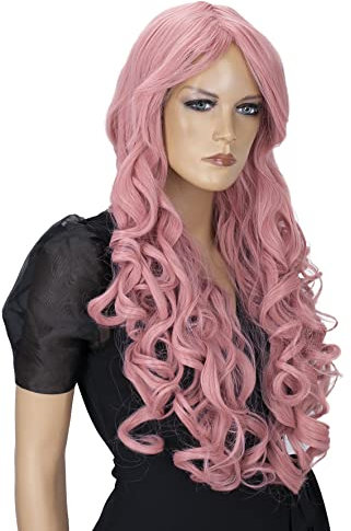 CAISHA 80cm Extra Langhaarige Perücke Voluminös Cosplay Party Wig Rosa CP6