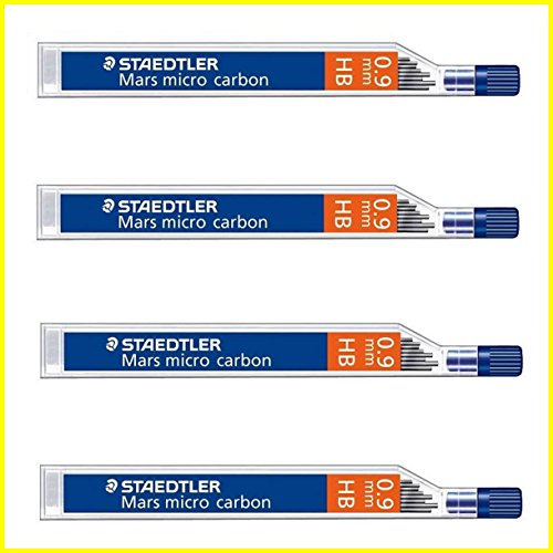 Staedtler Mars Micro Carbon 250 Druckbleistift-Minen, 0,9 mm, HB, 4 Dosen/Packungen (48 Minen)