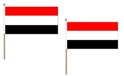 Drapeau Yémen 45x30cm HAMPE en bois - LOT DE 10 Drapeaux yéménite 30 x 45 cm - AZ FLAG