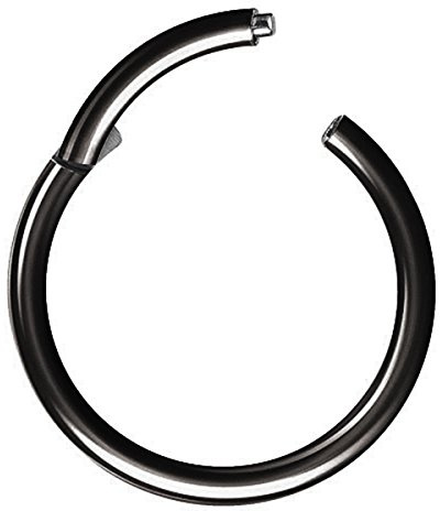 Piersando Titan Piercing Ring für Septum Tragus Helix Ohr Nase Lippe Brust Intim Nasenpiercing Ohrpiercing Lippenpiercing Clicker Scharnier Schwarz 1,6mm x 10mm