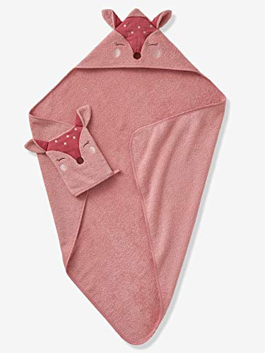 VERTBAUDET Cape de bain + gant Biche blush 100X100