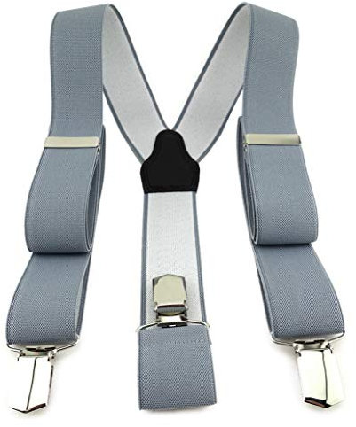 TigerTie Unisex Hosenträger in Y-Form mit 3 extra starken Clips - Farbe in grau einfarbig Uni - hochwertige Verarbeitung - Breite 35 mm
