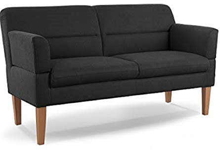 CAVADORE 2,5-Sitzer Küchensofa Kira / Sitzbank für Küche, Esszimmer oder Wohnküche inkl. Armteilverstellung / Leichte Fleckenentfernung dank Soft Clean / 168 x 94 x 81 / Flachgewebe: Schwarz