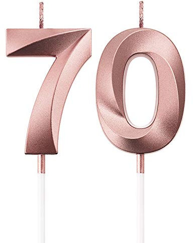 BBTO 70. Geburtstag Kerzen Kuchen Ziffer Kerzen Happy Birthday Kuchen Topper Dekoration für Geburtstagsfeier Hochzeitstag Feier Lieferungen (Gold)