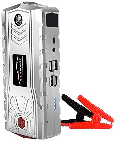 Auto Portatile Salto di Avviamento Powerbank Batteria di Emergenza Booster Caricabatterie Digitale con La Torcia Elettrica LED 4 USB Porta di Tipo-C