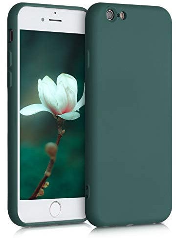 kwmobile Hülle kompatibel mit Apple iPhone 6 / 6S Hülle - gummierte TPU Silikon Handyhülle - Schutzhülle für kabelloses Laden - Case in Moosgrün