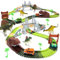 EagleStone Circuit Dinosaure 194 Pièces pour Enfants, Pistes Flexibles pour Créer Un Monde Dino avec Pont, 2 Voitures Électriques avec Lumières LED, Meilleur Cadeau pour Garçons et Filles en Bas Âge