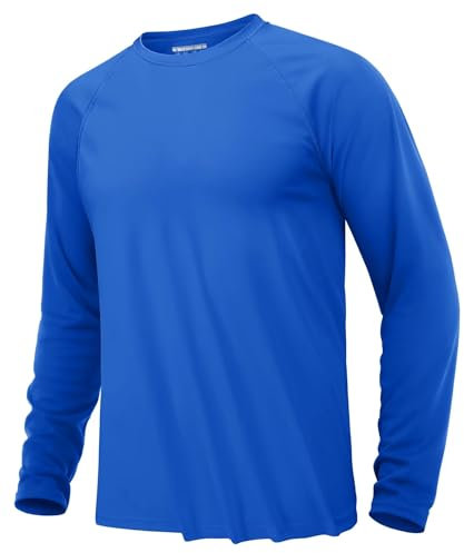 KEFITEVD Lightweight Long Sleeve Swimming Tops for Men Solid Color Beach Surfing T-Shirt Royal Blue, XXL