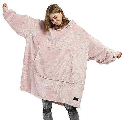 Catalonia Classy Kuschelige Fleece-Kapuzendecke, Warme Geschenke für Sie, Weiche tragbare Kapuzendecke, Kapuzenpulli in Übergröße für Erwachsene Männer Frauen, Rosa
