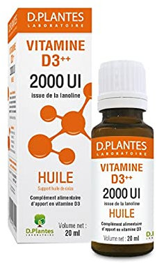 D.Plantes - Vitamine D3++ 2000 UI - Huile - 20ml - Lot de 2