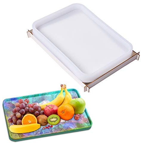 AvoDovA Silikonform Tablett Rechteckig, 28 x 19cm Gießform Epoxidharz Groß, Gießform Tablett Harz mit Rand, Epoxidharz Formen für DIY Teetablett Obsttablett Kunsthandwerk