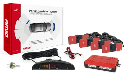 AMiO 02255 Sistema di assistenza al parcheggio con trapano con sensore con istruzioni montaggio anteriore e Posteriore nero