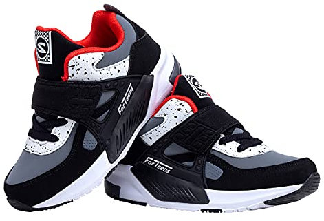 VICROAD Sportschuhe Jungen Turnschuhe Kinder Schuhe Hallenschuhe Atmungsaktiv Leicht Laufschuhe Outdoor Sneaker, Schwarz Rot, 26