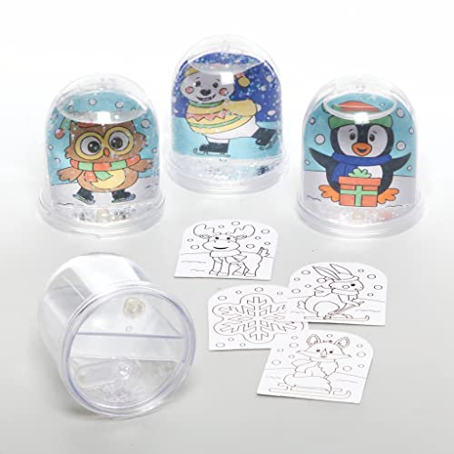 Baker Ross FC266 Winter Freunde Schneekugel Bastelset - 4er Pack, Bastelset für Kinder, Basteln, Bemalen und Dekorieren für Kinder