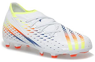 adidas Unisex Predator Edge Kids. 3 Fg J Sneaker, Ftwr White Solar Yellow Power Blue, 10 UK Child