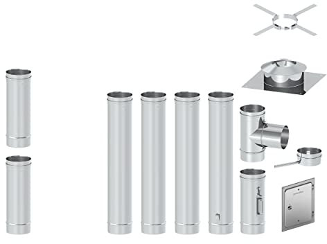 H&M Germany EW FU Edelstahl Sanierungsbausatz 5m Ø180mm 0,6mm Materialstärke Schornstein Kamin Einwandig Sanierung für gemauerten Kamin