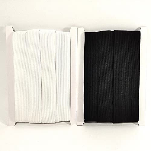 6M Cinta Elástica para Coser - Ancho de 120mm（3M Blanco + 3M Negro), Cinta Elástica de Costura, Goma Elástica de Costura, Manualidades, Blanco y Negro (101332, 120mm X 6M)