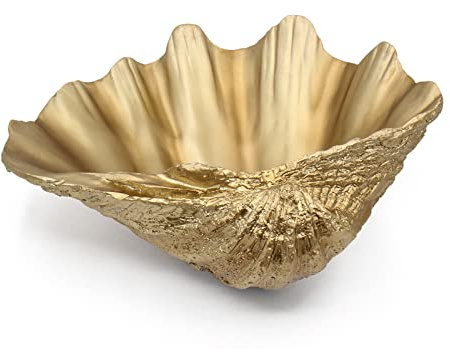 ALIWINER Goldmuschelschale, Muschelschale, Kunstharz, Küstenmuschel, Dekoration für nautische Zimmer, Strand, Zuhause, goldene Dekoration