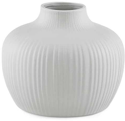 AmeliaHome Vase aus Keramik Dekovase Tischvase Dekoration Bali Grau